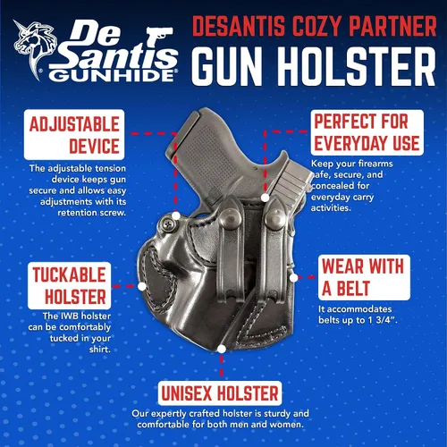 Vista 6 de DeSantis 028BA8BZ0 Cozy Partner IWB Glock 43 Holster, color negro