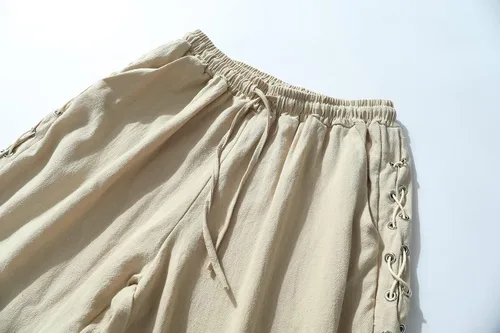 Vista 2 de Pantalones cortos de pirata para hombre, pantalones de disfraz renacentista, pantalones retro medievales, pantalones cortos vikingos