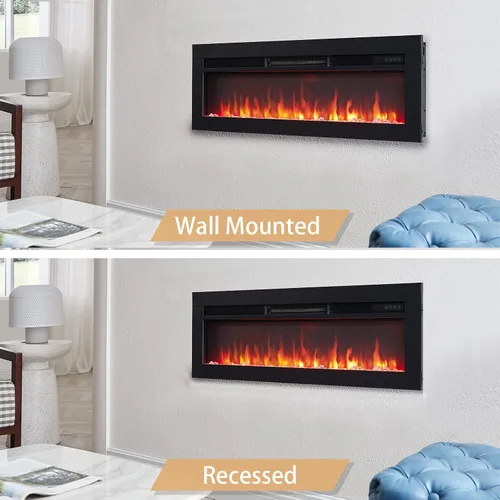 Vista 3 de Efiretric® Arthur - Chimenea eléctrica 3 en 1 de 36 pulgadas de ancho (EF456), independiente, montaje en pared, empotrada, efecto de llama de 9