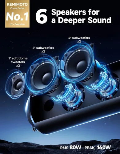 Vista 3 de KEMIMOTO Barra de sonido UTV de 28 pulgadas, altavoz para carrito de golf compatible con Bluetooth, IPX5 impermeable ATV barra de sonido compatible