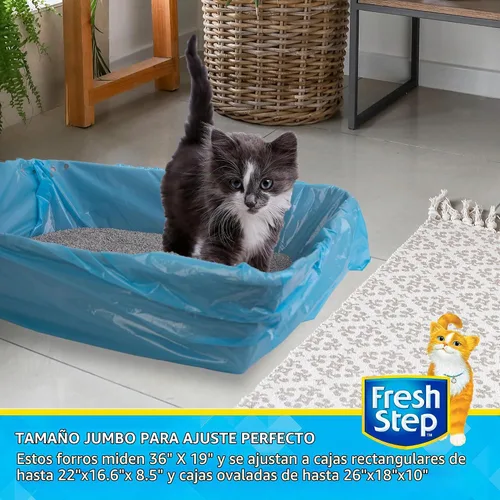 Vista 4 de Fresh Step Jumbo Sifting Drawstring Cat Litter Box Liners, 7 Count Box Bolsas resistentes, diseño de tamizado, cierre de cordón, sartenes ovaladas