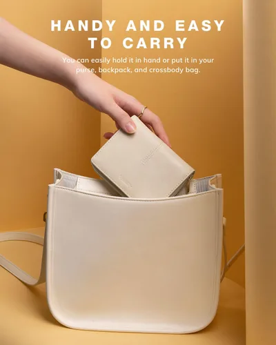 Vista 5 de Vulkitty Cartera pequeña para mujer, tarjetero de cuero plegable con bloqueo RFID y bolsillo para monedas, doble ventana de identificación