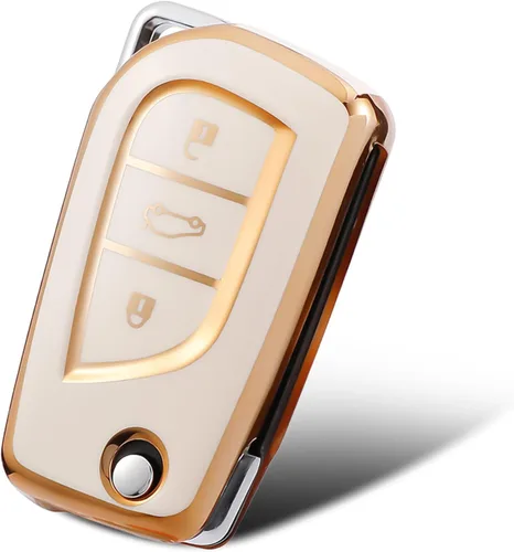 Vista 12 de Compatible con funda para llavero Toyota con patrón dorado, TPU suave, protección de 360 grados, para llave inteligente Fortuner Tundra Camry RAV4