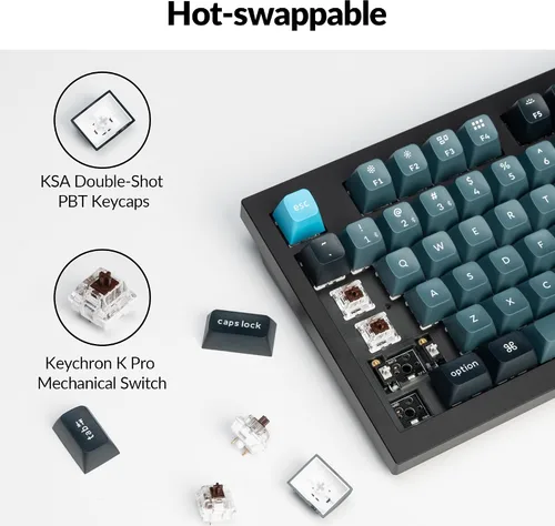 Vista 4 de Keychron Q5 Pro Teclado Mecánico Inalámbrico QMK/VIA, Diseño de 96% de Distribución Programable con Botón Giratorio, Diseño de Doble Junta