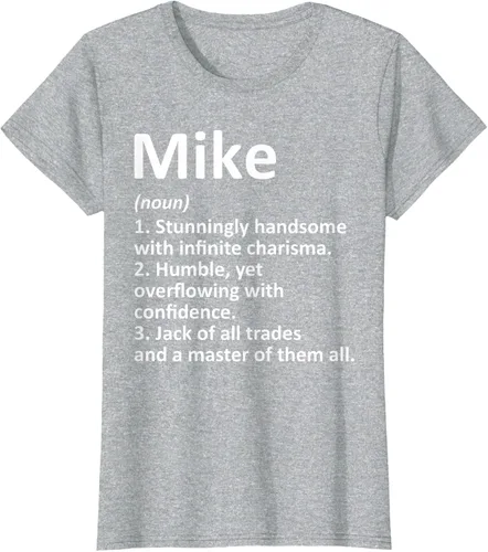 Vista 30 de MIKE Definition - Camiseta divertida para regalo de cumpleaños con nombre personalizado, Negro, S
