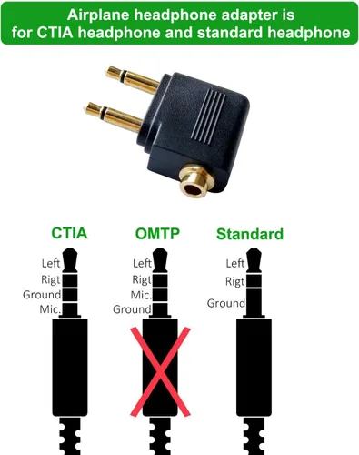 Vista 6 de Posdou Adaptador doble de auriculares de avión macho a 0.138 in hembra chapado en oro (paquete de 2)
