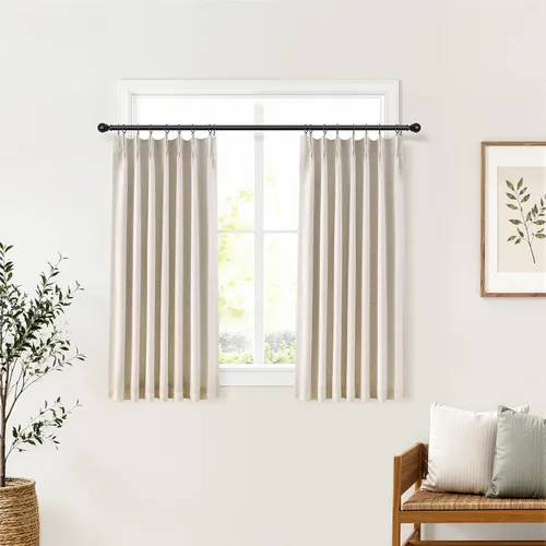 Vista 35 de Cortinas opacas plisadas de lino beige y blanco de 90 pulgadas de largo para dormitorio o sala de estar, juego de 2 paneles, oscurecimiento