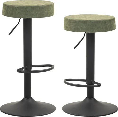 Vista 14 de Finnhomy Juego de 2 taburetes de bar de altura de mostrador, taburetes de bar giratorios con reposapiés y espalda descubierta, taburetes de bar Negro