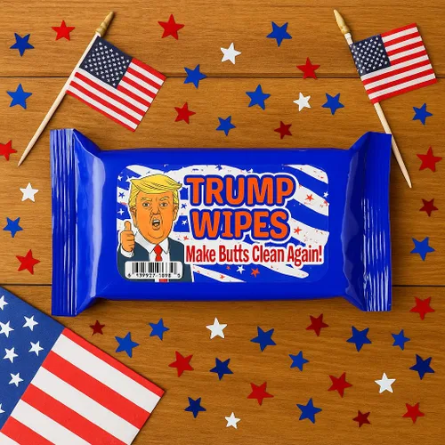 Vista 3 de Trump Wipes - Divertidas toallitas húmedas para adolescentes y adultos, fabricadas en Estados Unidos, tamaño de viaje