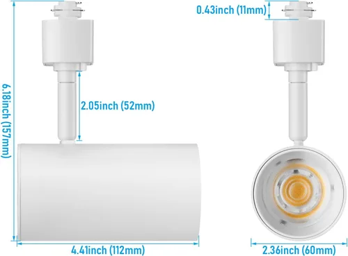 Vista 7 de LEONLITE Cabezales de iluminación LED de 8.5 W, cabezales de luz de riel tipo H, iluminación de pista regulable de 45°, accesorio de iluminación
