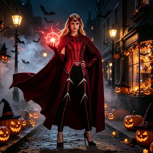 Vista 7 de Wanda Maximoff - Disfraz de bruja Wanda Escarlata para adultos, disfraz de bruja Wanda Escarlata Marrón