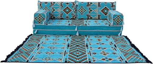 Vista 6 de arabicsofa Asientos de piso oriental para habitación de invitados - Sofá Majlis de asientos bajos turquesa