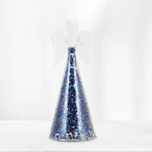 Vista 5 de 2Pcs Glass Angel Figurines, Cute Decor Ornaments, Blue Romantic Gift