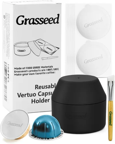 Vista 11 de Grasseed Kit de cápsulas reutilizables VertuoLine para cápsulas Nespresso con 50 tapas de sellos de papel de aluminio, cápsulas de café recargables