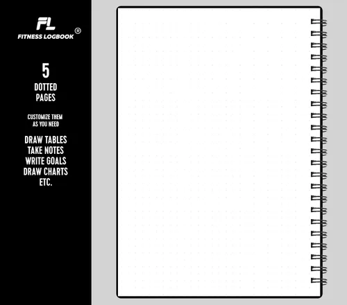 Vista 5 de Cuaderno de registro de fitness (negro) – Diario de entrenamiento A5 sin fecha para hombres y mujeres – cubierta de plástico y papel grueso – Agenda