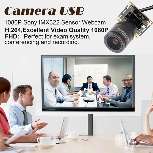 Vista 2 de Lente varifocal de 0.110-0.472 in Cámara web de 2MP 1080P H.264 Módulo de cámara USB HD Cámara web 0.01Lux baja iluminación Mini cámara para PC