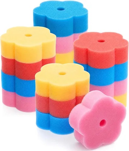Vista 8 de Boao 16 esponjas absorbentes de aceite para bañera de hidromasaje, piscina y spa (flor, blanco cremoso)