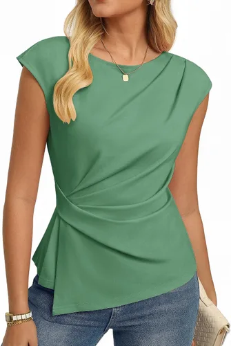 Vista 13 de GRACE KARIN Tops de verano 2026 para mujer, camisa elegante con peplum
