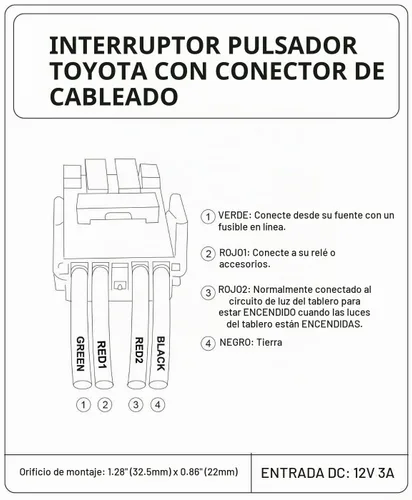 Vista 6 de Interruptor de botón de LED azul AIR COMP para Toyota Sequoia Highlander Landcruiser Tacoma 4Runner Highlander 3 amperios 12 V Botón de encendido