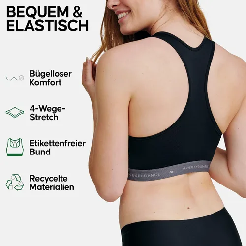 Vista 2 de DANISH ENDURANCE Sujetador de microfibra para deportes y entrenamiento para mujer, sin varillas