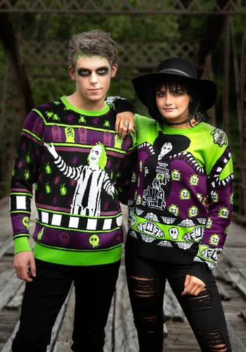 Vista 2 de Suéter de Halloween para Adultos Beetlejuice Lydia Deetz Multicolor