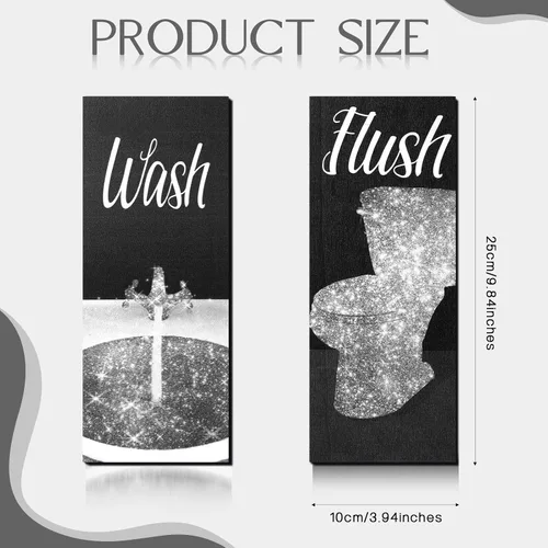 Vista 2 de Chinco 4 piezas de arte de pared divertido para mujeres, decoración de baño 9.84 x 3.94 x 0.2 pulgadas, decoración de baño glamurosa moderna
