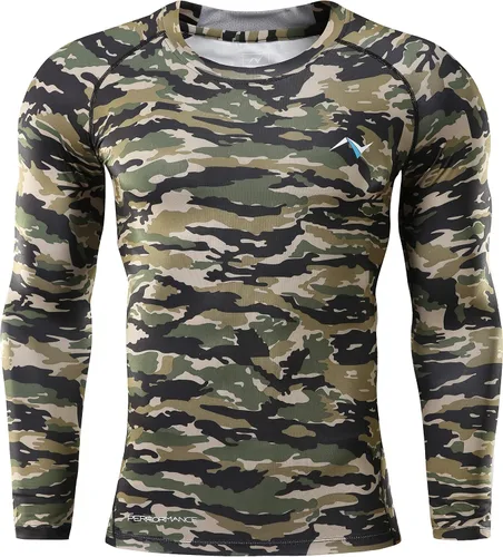 Vista 2 de NOOZ Camisa de compresión de manga larga con cuello redondo para hombre