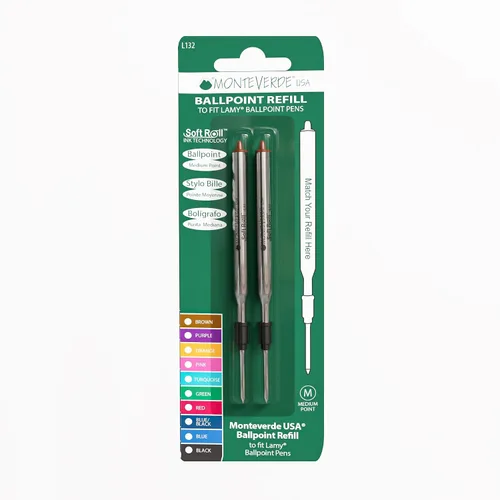 Vista 12 de Monteverde USA Soft - Recambios de bolígrafo para adaptarse a bolígrafos Lamy, tinta negra, punta media, escritura suave y confiable, paquete de 2