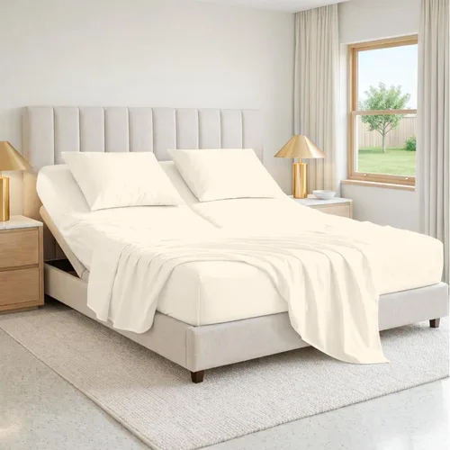 Vista 23 de SGI bedding Sábana Queen de 28" con Parte Superior Dividida Flex Head, 100% Algodón Egipcio, Cuenta de Hilos 1000, Sábana Superior Flex para Cama