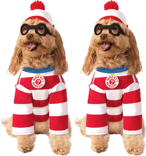 Vista 8 de Where's Waldo: Disfraz de Waldo para mascotas para perros o gatos por Rubies, talla S