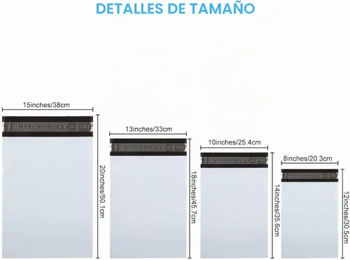Vista 2 de Outus 120 sobres de polietileno de 4 tamaños, bolsas de envío, autoadhesivas, con cierre, autoadhesivas, a prueba de desgarros