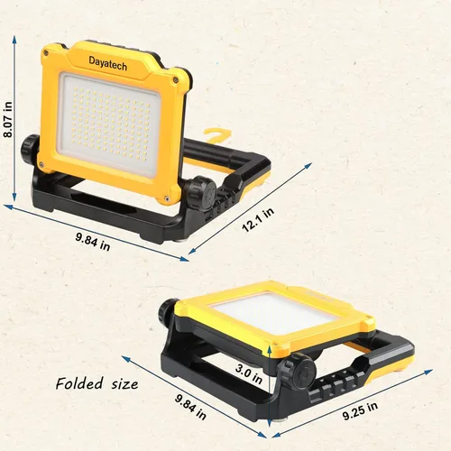 Vista 4 de Trípode inalámbrico LED luz de trabajo compatible con Dewalt y Milwaukee batería de 18-20V sin parpadeo, 4000 LM 25 W brillo ajustable, base