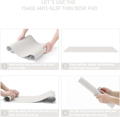 Vista 7 de YSAGi Alfombrilla de Escritorio de Cuero Antideslizante, Alfombrilla de Teclado para Escritorio de Computadora Portátil Impermeable, Protector