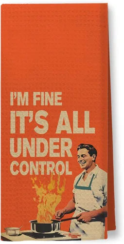 Vista 14 de Toallas de Cocina Divertidas "I'm Fine", Toallas Decorativas de Cocina y Té Estilo Ama de Casa Retro de los 50s, Toallas de Mano de Humor Sarcástico