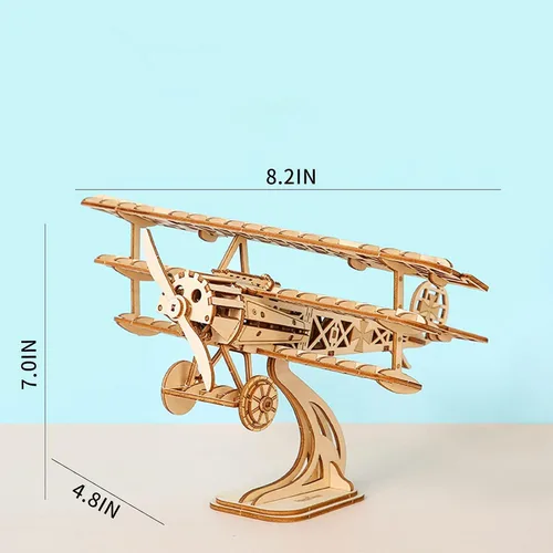 Vista 3 de ROEOLNIL Rompecabezas de madera 3D para ensamblar juguete-Kit de manualidades, decoración del hogar, mejor día de cumpleaños educativo Aviones