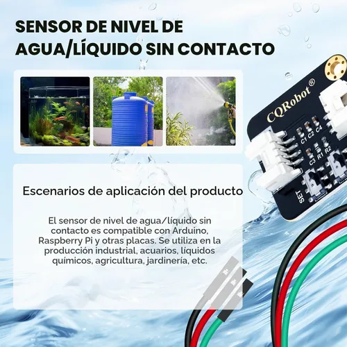Vista 3 de CQRobot Sensor de nivel de agua/líquido sin contacto compatible con Arduino, Raspberry Pi y otras placas base. para producción industrial, acuario