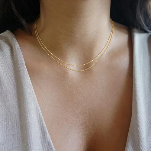 Vista 2 de CHESKY Collar con dije de satélite de moda para mujer, chapado en oro de 14 quilateschapado en plata, gargantilla delicada, collares de cuentas