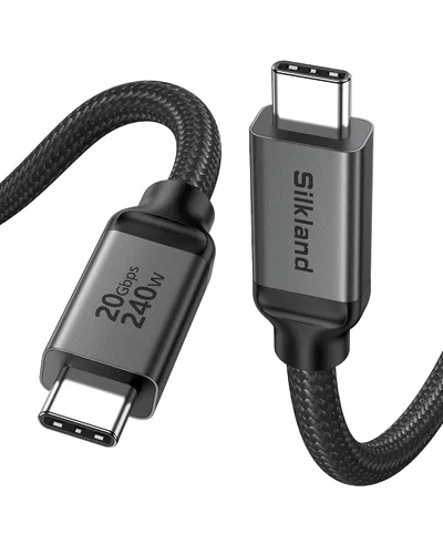 Vista 11 de Silkland Cable USB 4 para Thunderbolt 4 de 1 pie, transferencia de datos de 40 Gbps, carga rápida PD3.1 de 240 W, 8K a 60 Hz, cable de datos USB C