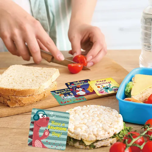 Vista 6 de Shemira Paquete de 100 notas para lonchera para niños, tarjetas de afirmación inspiradoras para niñas y niños, tarjetas motivacionales para niños