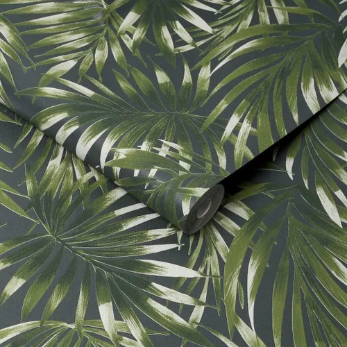 Vista 3 de Papel pintado verde hojas elegantes de Kabuki