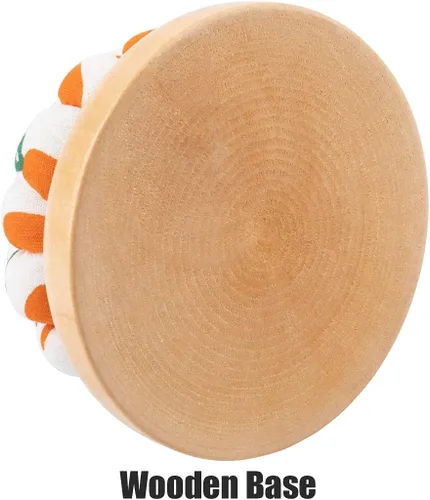 Vista 5 de Rolybag Alfiletero, Alfileteros de Base de Madera Estilo Patrón de Zanahoria Alfiletero Redondo para Portaagujas de Costura o Manualidades DIY