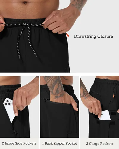 Vista 5 de Men's Cargo Shorts Quick Dry Lightweight Stretch Hiking Shorts for Men with 5 Pockets No Lining
