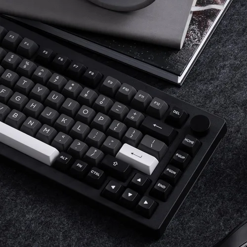 Vista 7 de Akko 5075B Plus Teclado Mecánico 75% RGB Intercambiable en Caliente con Crema de Teclado con Perilla, Tema Negro y Plateado con Teclas PBT de Perfil