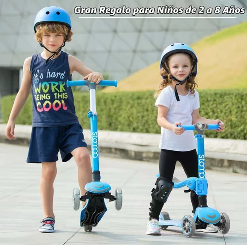 Vista 7 de Toddler Scooter 2-in-1 Light Up 3 Wheel Scooters with Seat for Ages 3+