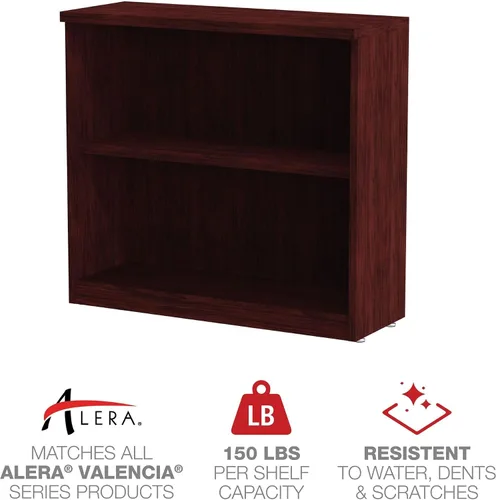 Vista 4 de Alera Alera Valencia Series Librería, dos estantes, 31.75 pulgadas de ancho x 14 pulgadas de profundidad x 29.5 pulgadas de alto, caoba