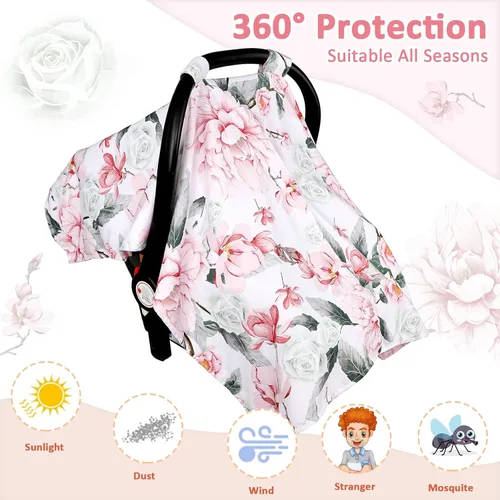 Vista 7 de Funda de Asiento de Automóvil para Bebé, Funda Transpirable para Asiento de Automóvil Infantil para Verano con Apertura Peekaboo, Cubierta de Toldo