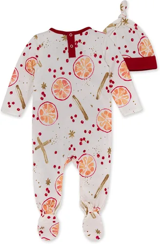 Vista 2 de Burts Bees Baby Baby Girls' One Piece Footed Pleated Jumpsuit & Knot Top Hat