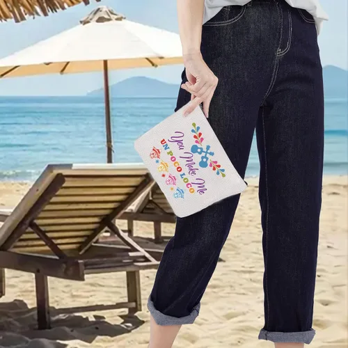 Vista 6 de LEVLO Miguel Cosmético Maquillaje Bolsa de dibujos animados Fans Regalo You Make Me Un Poco Loco Maquillaje Cremallera Bolsa Bolsa, Un Poco Loco