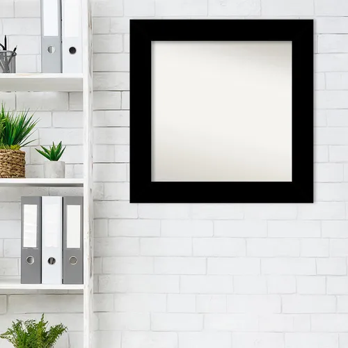 Vista 5 de Amanti Art Espejo de baño negro para sobre el fregadero, 26 x 26 pulgadas, espejo de tocador cuadrado negro básico, marco de madera casual medio, se