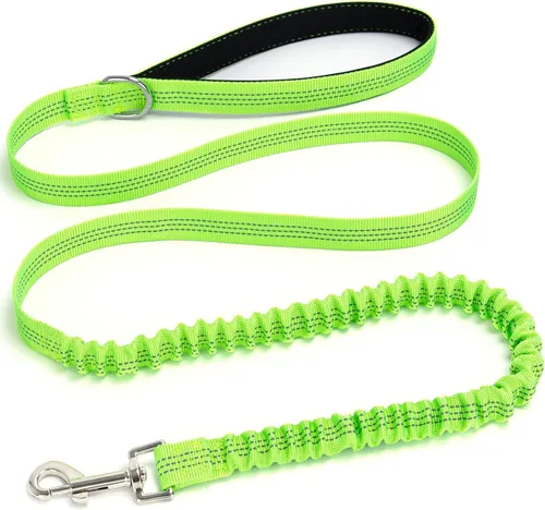 Vista 14 de Correa elástica para perro - Correa de nylon reflectante y de 5 pies con absorción de golpes Entrenamiento anti-jalón para perros Negro
